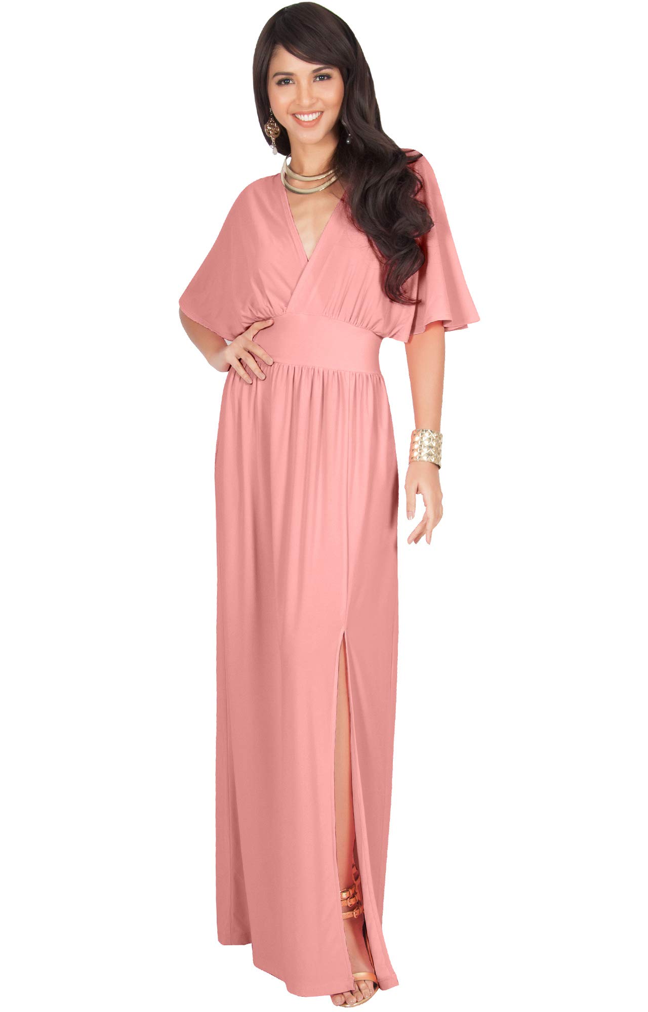 KOH-KOH-Womens-Long-Sexy-Kimono-Short-Sleeve-Slit-Split-V-Neck-Party-Cocktail-Evening-Bridesmaid-Wedding-Guest-Sun-Gown-Gowns-Maxi-Dress-Dresses-for-Women-Light-Pink-M-8-10