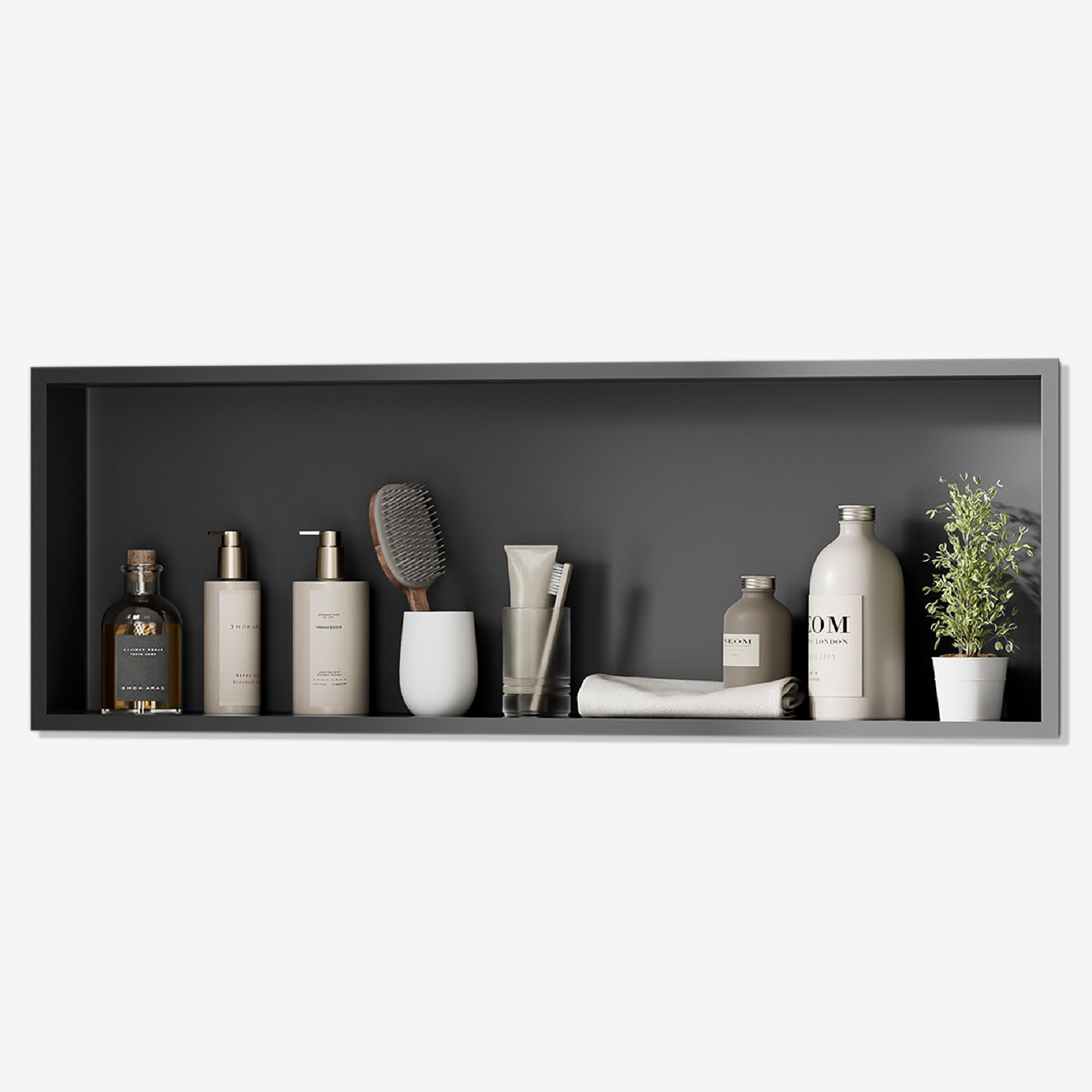 Photo 1 of SUPERFLO Stainless Steel Shower Niche Shower Niche No Tile Needed, 36" X 12" Black Niche For Shower Wall, Recessed Wall Niche For Bathroom & Bedroom Storage Over Mount Installation With Partitions