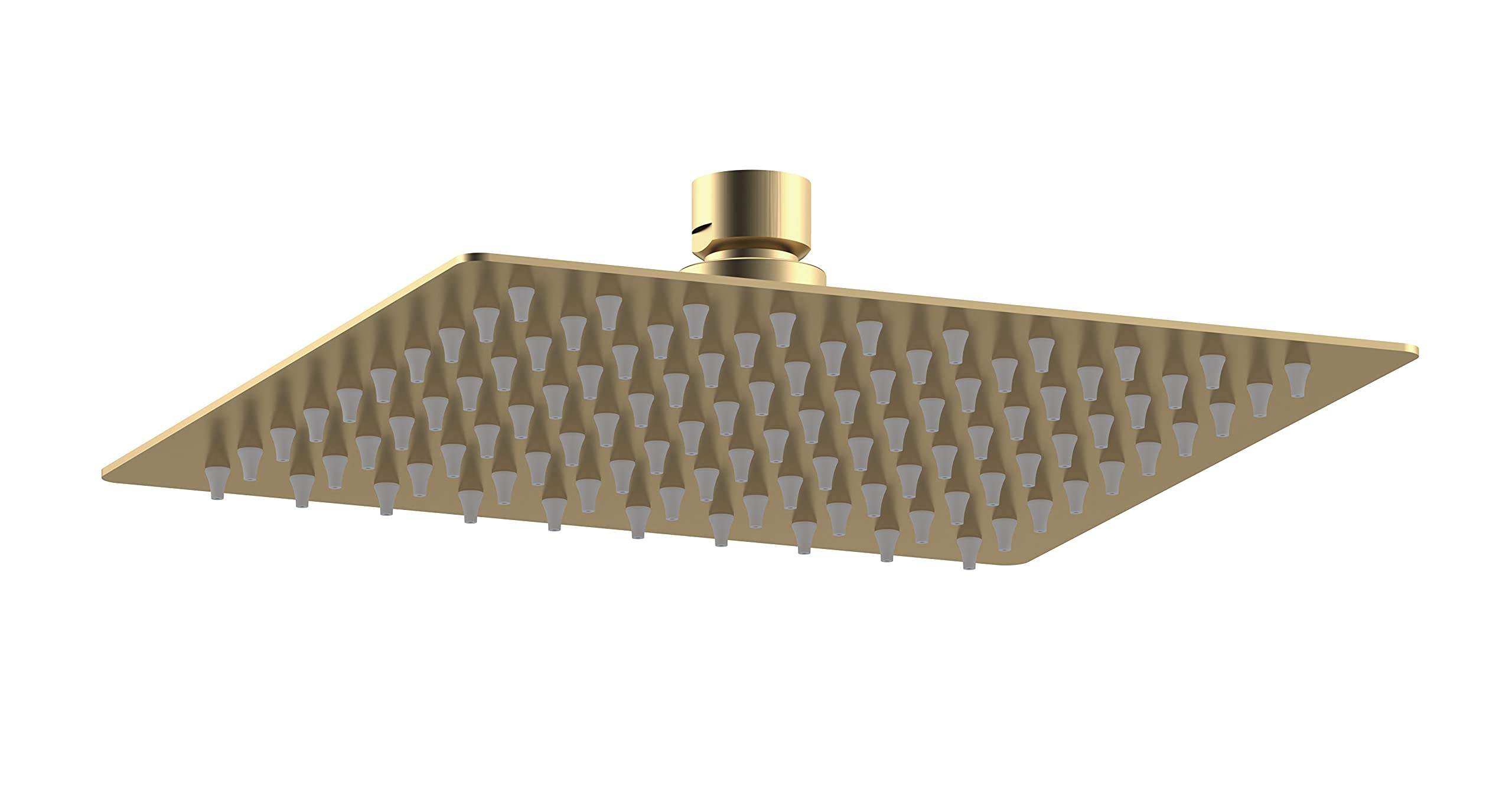 nuie A8088 Windon | Modern Bathroom Square Easy Clean Fixed Shower Head, 200mm, Brushed Brass