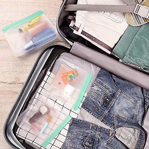 Reusable Food Storage Bags, 16 Pack BPA Free Food Grade Reusable Freezer Bags, Reusable Gallon Bags, Reusable Sandwich Bags, Silicone Food Bags Leakproof Resealable for Meat Fruit Veggies Snacks