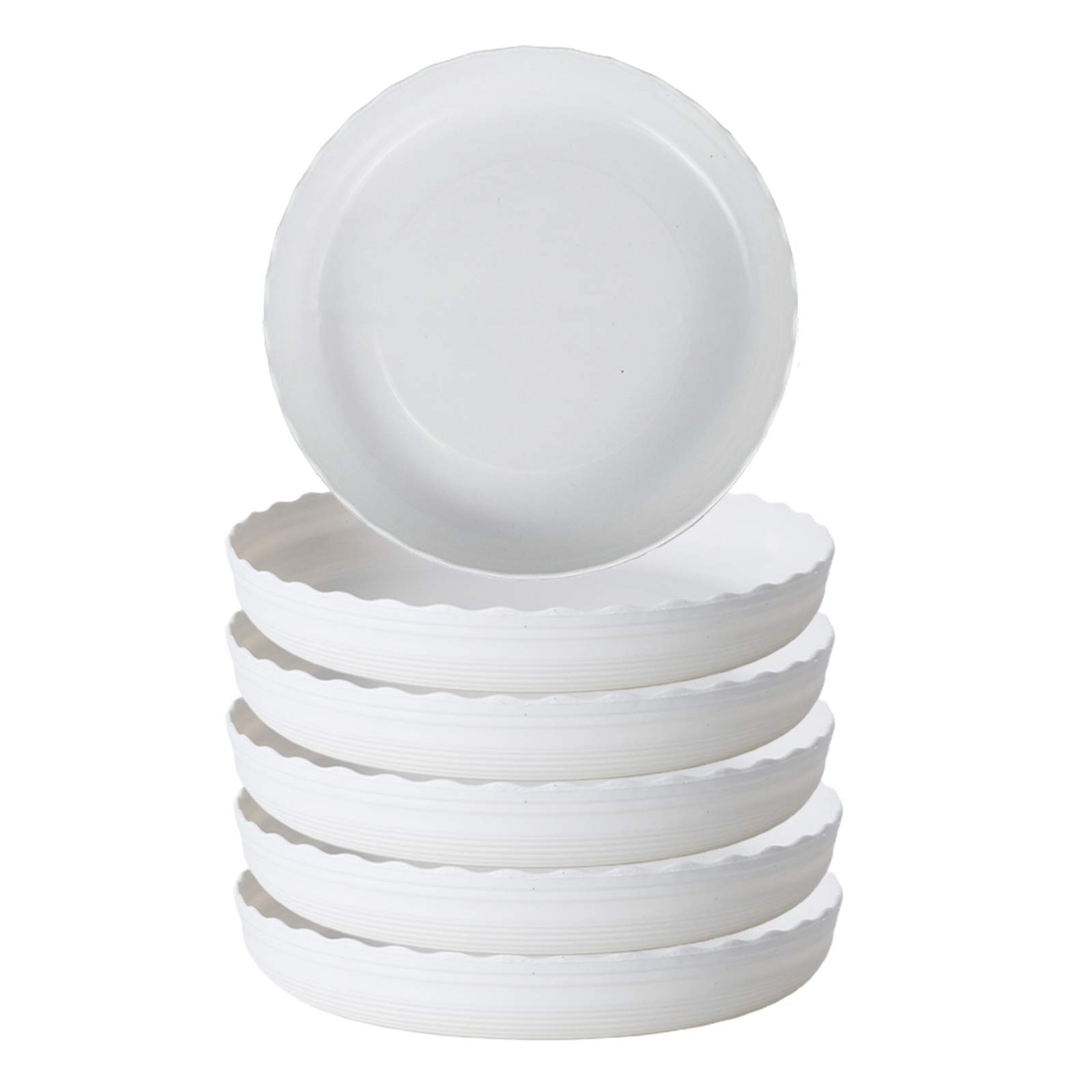Foxorex 6PCS White Plant Saucer, Round Plant Pot Tray for Indoors and Outdoor, Plant Saucer Drip Trays, Garden Oranments