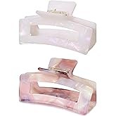 Women Cellulose Acetate Hair Clips 3.3 Inch Banana Hair Claw Clip, Tortoise Shell Celluloid Strong Hold Clips for Thin Thick Hair, Fashion Hair Accessories for Ladies Mother (2 Pack)