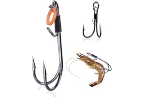 9KM DWLIFE Live Shrimp Hooks 10/15PCS Double Fishing Hooks Shrimp Hooks Fishing Saltwater Keep Alive Bait for Catfish Bass