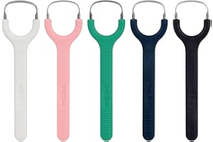5pcs Colorful Tongue Scraper, Portable Tongue Cleaner with Ergonomic Handle Stainless Steel & Plastic Tongue Scraper for Adul