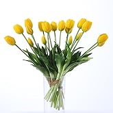 Wenhuidr 10PCS Fake Tulips Artificial Flowers Realistic Touch Latex Faux Tulips UV Resistant Fake Flowers Bouquet for Table Home Decor Party Wedding Garden Decoration