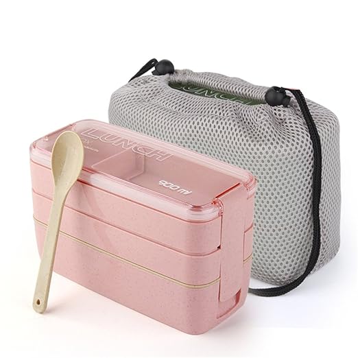 RFVBNM 2/3 capas japonesas microondas Bento caja trigo paja ...