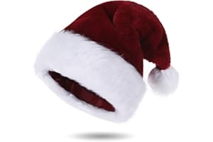 Tokforty Santa Hats for Adults, Unisex Velvet Touch Comfort Christmas Hats for New Year Festive Party Christmas Supplies