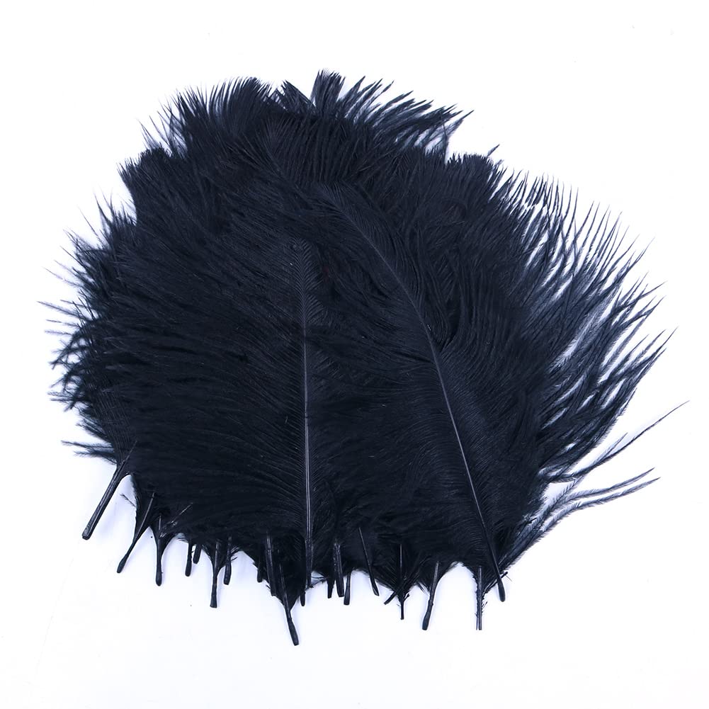 Alnicov 20Pcs Natural Ostrich Feathers 15cm-20cm DIY Plume Feather for Home Wedding Party Table Decoration (Black)