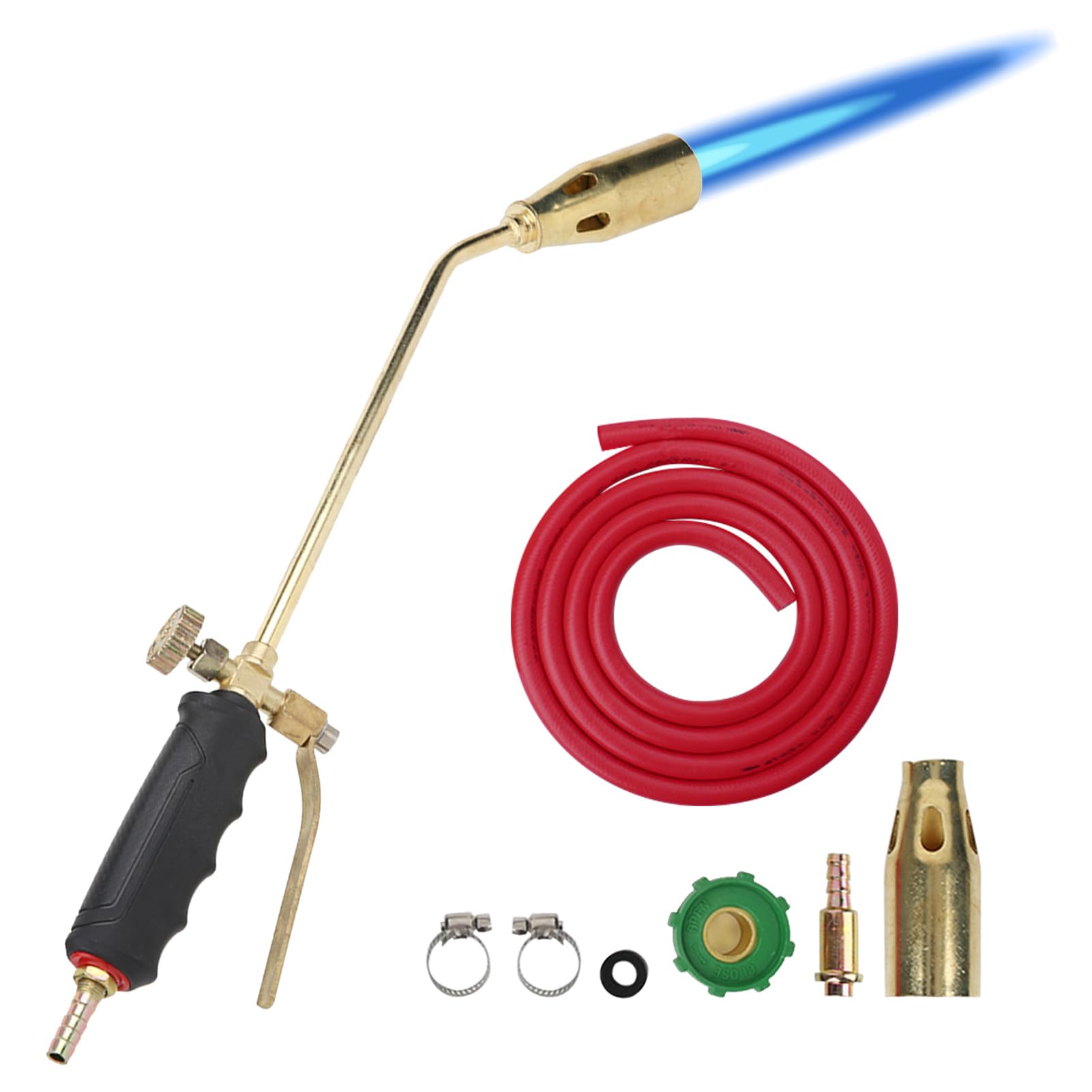 Propane Torch, Portable Heavy Duty Burner Torch Double Valve Blow Torch with Hose Adjustable Flame Control for Thawing BBQ Snow Melting