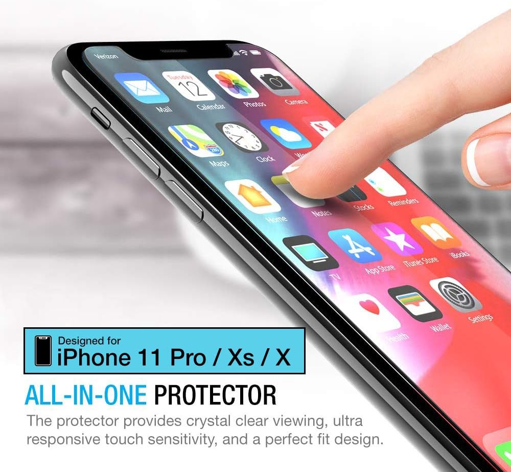 Maxboost Screen Protector for Apple iPhone Xs & iPhone X & iPhone 11 Pro (3 Packs, Clear) 0.25mm Tempered Glass Screen Protector with Advanced Clarity [3D Touch] Work w/Most Case 99% Touch Accurate