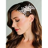 Catery Pearl Bridal Hair Comb Rhinestone Wedding Hair Clips Wedding Hair Pieces Accessories for Brides (Silver, One Size)