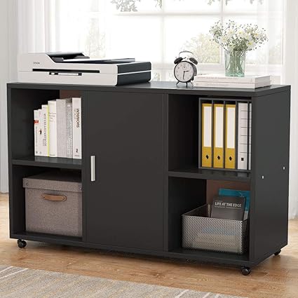 File Cabinet Tribesigns Mobile Filing Cabinets Works As Printer Stand Office Cabinet With Door Storage Cabinet And 4 Open Cubes For Home Office Amazon Co Uk Office Products