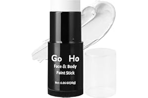 Go Ho Cream-Blendable Clown White Face Paint Stick,Full-coverage Waterproof Face Body Paint for Halloween Cosplay Jokester Zombie Vampire Skeleton Clown SFX Makeup,White Eye Black Stick