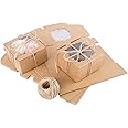 YunKo 50 Pack 4x4x2.5 Inch Bakery Boxes with Window - Dessert, Cake, Muffin & Donut Boxes (Brown)