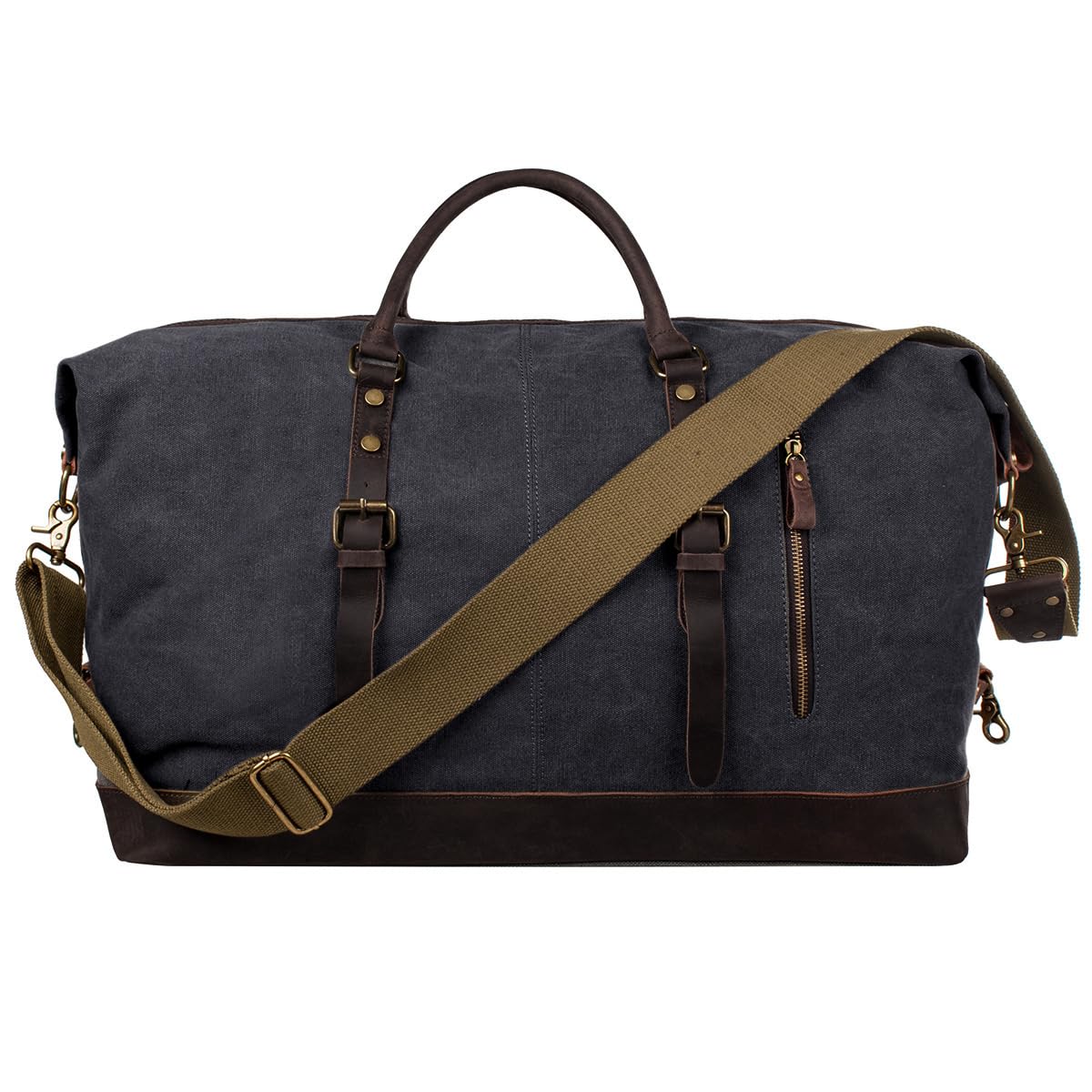 S-Zone Mens Canvas Leather Holdall Travel Duffle Overnight Weekend Satchel Totes Bag Handbags