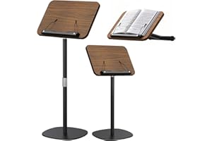 NAMON 2-in-1 Dual-Use Music Stand & Tabletop Stand, Heavy Duty Wooden Music Stand for Sheet Music, Adjustable Height & Angle, With Page Paper Clip, Ideal for all musicians (Walnut Effect)