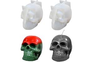 MUHMU 3D Skull Mold 2 Pack - Halloween Silicone Skull Candle Molds, Skeletons Molds for Handmade Candle, DIY Epoxy Resin Casting Craft Candle - Perfect Halloween Gifts, Party Supplies Decor