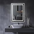 Amorho LED Bathroom Mirror, 20" X28" with Front Light and Backlit, Stepless Dimmable Wall Mount Mirrors, Anti-Fog, Shatter-Proof, Memory, 3 Colors Lihgting, LED Vanity Mirror(Horizontal/Vertical)