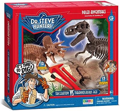 ジオワールド Geoworld 恐竜化石発掘セット トリケラトプス ティラノサウルス 正規品 2種類入り Cl1660k 超歓迎された ゴーグル付き