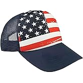 Veracco American Flag Trucker Hat Cap Mesh Back with Adjustable Snapback Strap 4th of July USA Trucker Cap