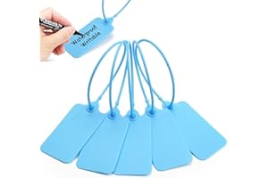 100 Pcs Waterproof Plastic Hanging Tags - Anti-Opening seal,Self-locking Safety label Blank Writable Labels for Clothes,Bags 