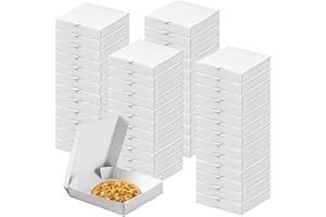 yptniginu 48 Pcs Mini Pizza Pizza Boxes Disposable white Small Dessert Boxes for Party Favor Decorations for Cake Cookies Party Favor (White)