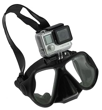 Navitech Masque de plongée Sous-Marine de plongée Noir Avec monture Compatible Avec le Lamax X7 Mira Action Camera