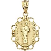 Solid 10k Yellow Gold St. Jude Thaddeus Pray For Us Oval Medal Pendant