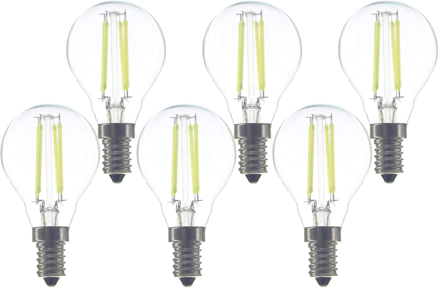 ZFQ 6 Pack 4W E14 G45 Small Edison Screw LED Filament Bulb, Non-dimmable, 400LM, Cold White 6500K