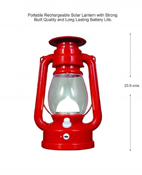 Solar LED Lantern with Dual Charging Technology (Red)