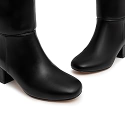 Athlefit Black Knee High Boots for Women Chunky Low