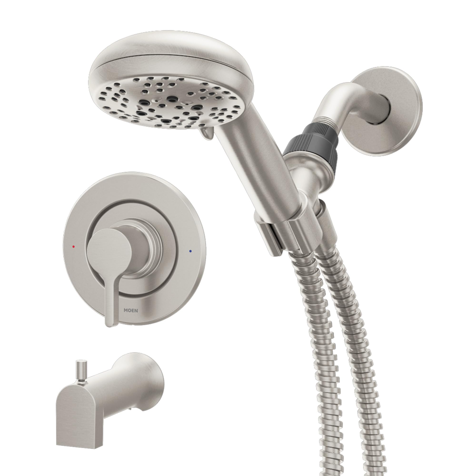 Photo 1 of ***Scratched up all over***Moen Beric Shower Faucet with Handshower and Included Valve – Spot Resist Nickel Finish, 2-Function Diverter, Modern Design, 82775SRN***Scratched up all over***