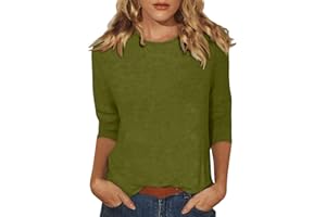 JXKIKOZE Shirts for Women 2024 Summer Trendy 3/4 Length Sleeve Butterfly Printed Solid Womens Tops Casual Going Out Blouses