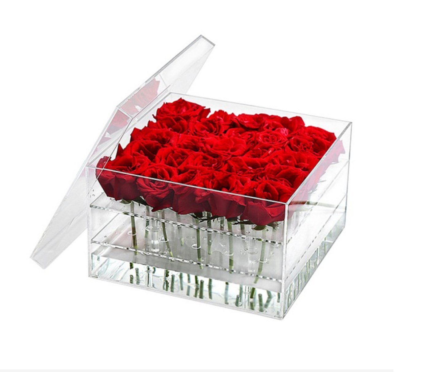 Clear Home Decor Accents Aila Acrylic Flower Gift Box Large Rose