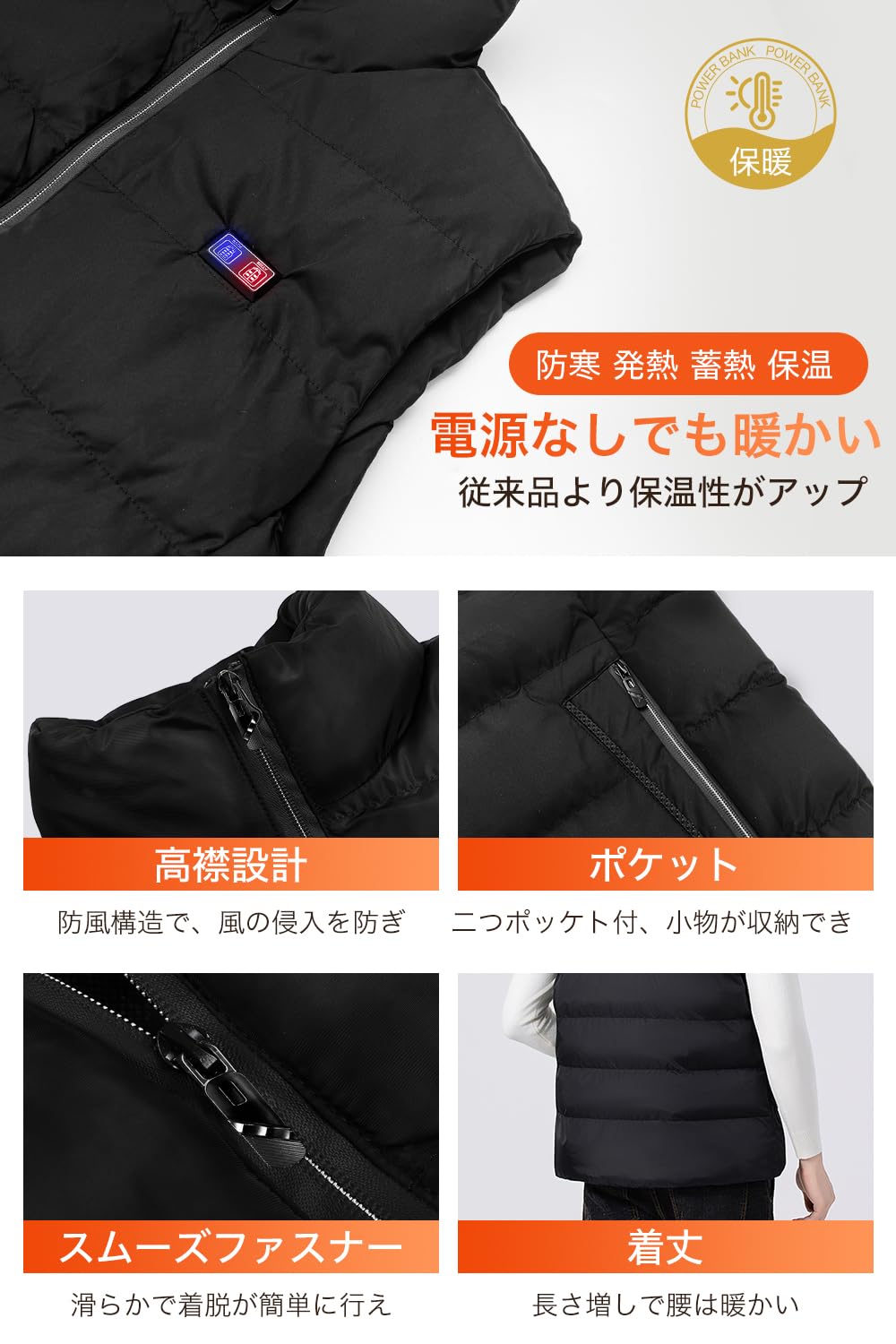 Yoigood Electric Heating Vest, 40,800 mAh Large Capacity Battery Included, 17 Heat Points, Heating Vest, Front and Rear Independent Switch, 3 Temperature Adjustment, USB Powered, Heated Jacket, Quick