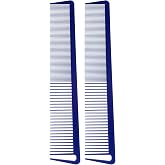 JOHNNY B. Professional Carbon Texturizing Hair Comb, Blue 2 PCS