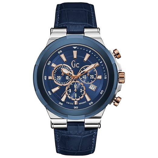 GC GC STRUCTURA Herren-Armbanduhr Armband Leder BLAU Quarz Y23010G7