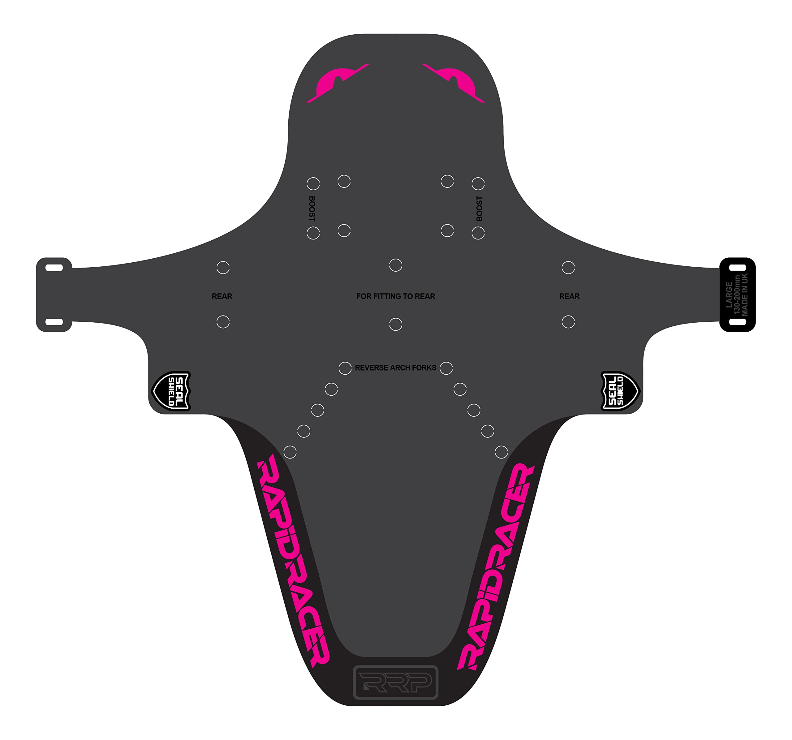 RRP Rapid Racer Products Unisex's Enduro Mudguard, Black/Magenta, Large