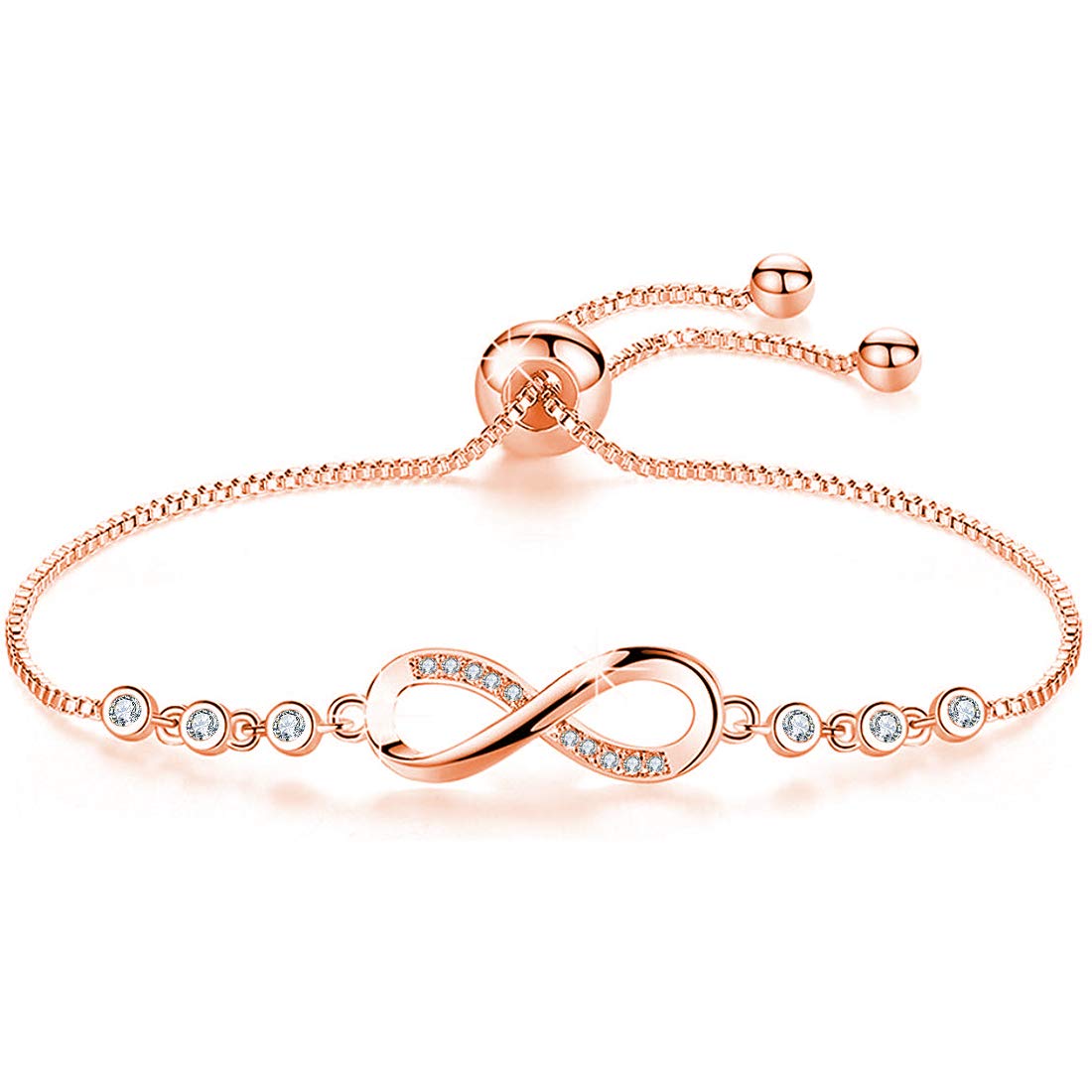 Cosie Lily Infinity Bracelet For Women Rose Gold Bracelet With Cubic Zirconia Love Bracelets For Women Ladies Gifts BirthdayGifts