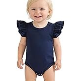 Doahapyker Baby Girls Ruffle Short Sleeve Bodysuit Infant Girl One Piece Romper Toddler Girl Solid Color Jumpsuit