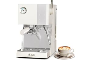 Gevi Espresso Machine with OPV, 20Bar Espresso Maker with Milk Frother Steam Wand, Dual Display, 58mm Portafilter, Stainless Steel Espresso Machines for Espresso/Latte/Cappuccino, White