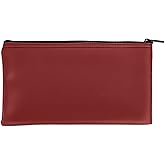 Burgundy Expanded Vinyl Reusable Deposit Bag 11Wx 6H with Heavy Duty Zipper for Cash Checks and Documents