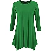 Topdress Women's Swing Tunic Tops 3/4 Sleeve Loose T-Shirt Dress