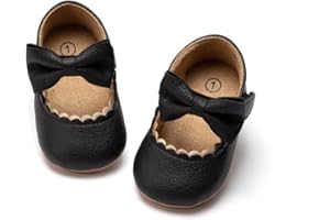 ohsofy Infant Baby Girls Mary Jane Flats Non-Slip Bowknot Princess Wedding Dress Shoes Toddler Crib Shoes