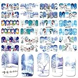 Spdoo 12 Designs in 1 set Winter Snowflake Full Wraps Nail Art Water Transfer Stickers Christmas Style Manicure Decal DIY
