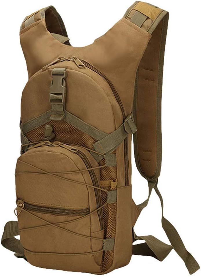 Kaiyei Military Bicycle Backpack 15L Camouflage Casual Multi-Pocket Durable Waterproof Travel Tactical Climbing Trekking Hiking Sports Small Backpack Bag Army Day Pack Khaki