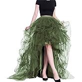 Lisong Women High Waist High Low Layered Tulle Floor Length Spectial Occasion Skirt