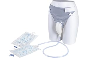YOOGUSTO Wearable Urinal Bag with Reusable Silicone Urine Catheter Bag (2000ml & 1000ml), Portable External Urine Collector Bag for Elderly Men Grey