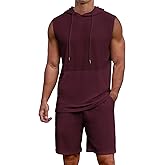 Uni Clau Men's Short Sleeve Summer Tracksuit Hooded Tanks Tops Sweatsuit 2 Piece Casual Sports Shorts Set
