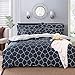 VM VOUGEMARKET Queen Duvet Cover Set Blue,Geometric Duvet Cover with 2 Pillow Shams,100% Cotton Diamond Bedding Set- Reversible,Luxurious,Comfortable,Breathable (Queen,Diamond)
